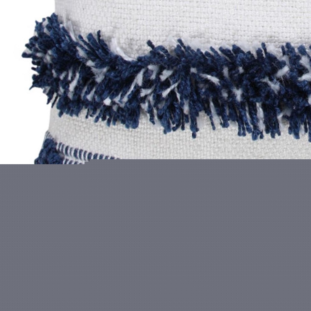 20" Navy Blue And Ivory Striped Throw Pillow Cover