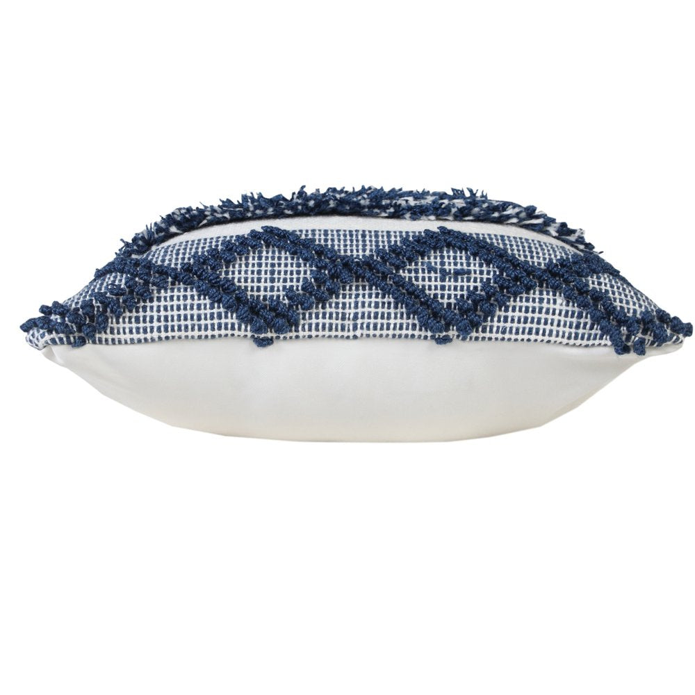 20" Navy Blue And Ivory Striped Throw Pillow Cover
