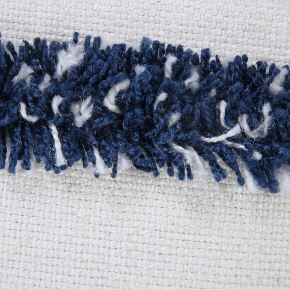 20" Navy Blue And Ivory Striped Throw Pillow Cover