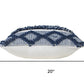 20" Navy Blue And Ivory Striped Throw Pillow Cover