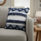 20" Navy Blue And Ivory Striped Throw Pillow Cover