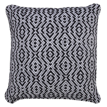 20" Black And White Diamond Cotton Throw Pillow Cover