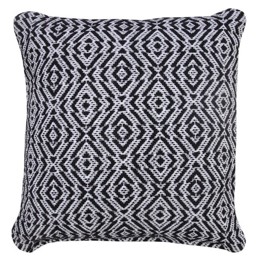 20" Black And White Diamond Cotton Throw Pillow Cover