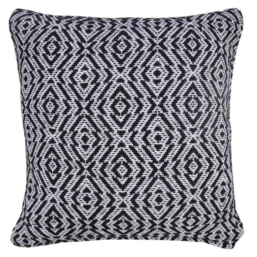 20" Black And White Diamond Cotton Throw Pillow Cover