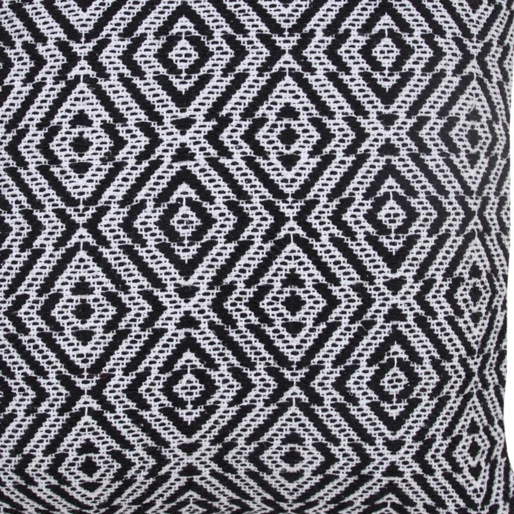 20" Black And White Diamond Cotton Throw Pillow Cover