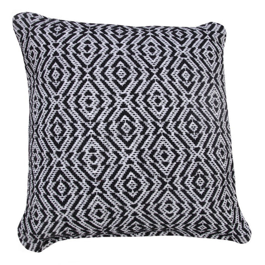 20" Black And White Diamond Cotton Throw Pillow Cover