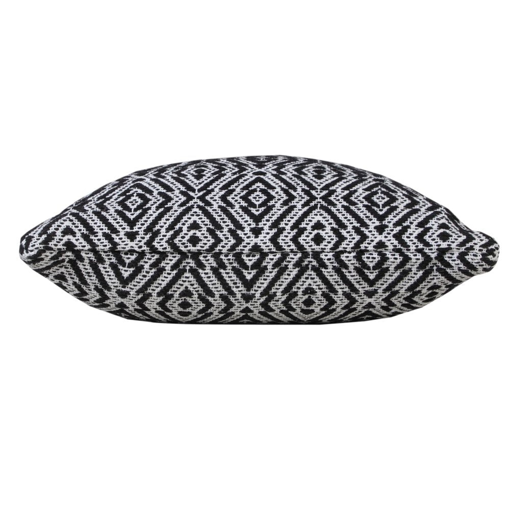 20" Black And White Diamond Cotton Throw Pillow Cover