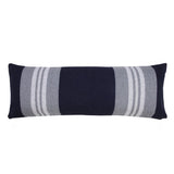 14" X 36" Gray And Blue Lumbar Striped Cotton Throw Pillow Cover