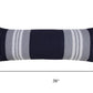 14" X 36" Gray And Blue Lumbar Striped Cotton Throw Pillow Cover