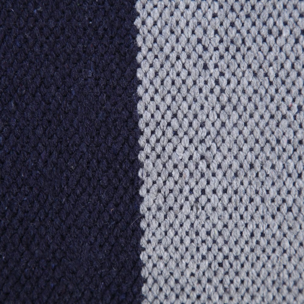 14" X 36" Gray And Blue Lumbar Striped Cotton Throw Pillow Cover