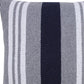 20" Gray And Blue Striped Cotton Throw Pillow Cover