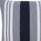 20" Gray And Blue Striped Cotton Throw Pillow Cover