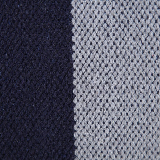 20" Gray And Blue Striped Cotton Throw Pillow Cover