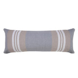 14" X 36" Gray And Beige Lumbar Striped Cotton Throw Pillow Cover