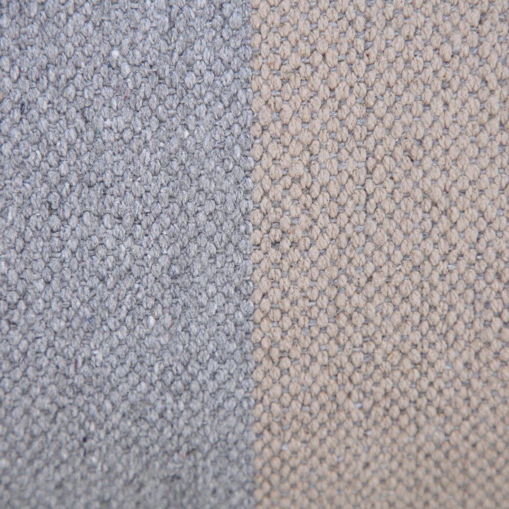 14" X 36" Gray And Beige Lumbar Striped Cotton Throw Pillow Cover