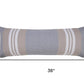 14" X 36" Gray And Beige Lumbar Striped Cotton Throw Pillow Cover