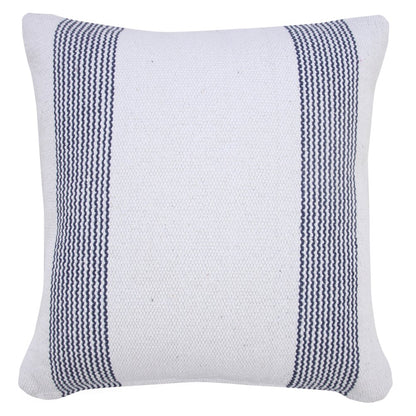 20" Blue And White Beach Striped Cotton Throw Pillow Cover