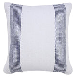 20" Blue And White Beach Striped Cotton Throw Pillow Cover