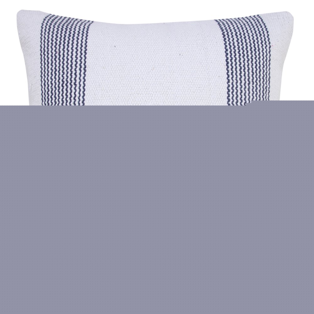 20" Blue And White Beach Striped Cotton Throw Pillow Cover