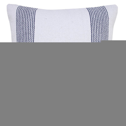 20" Blue And White Beach Striped Cotton Throw Pillow Cover