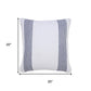 20" Blue And White Beach Striped Cotton Throw Pillow Cover