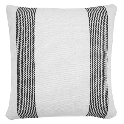 20" White And Black Beach Striped Cotton Throw Pillow Cover