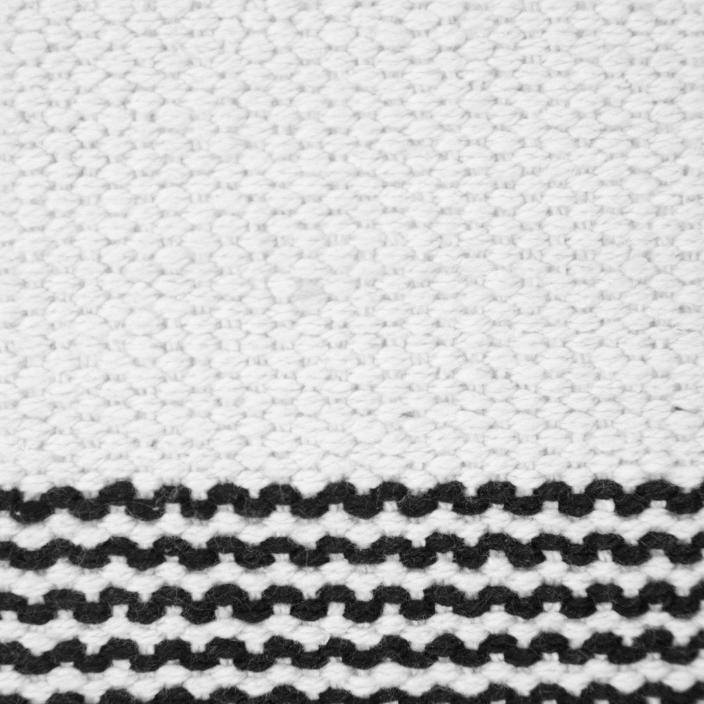 20" White And Black Beach Striped Cotton Throw Pillow Cover