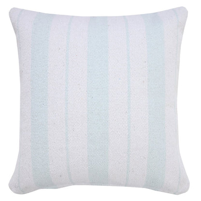 20" Blue And White Beach Striped Cotton Throw Pillow Cover