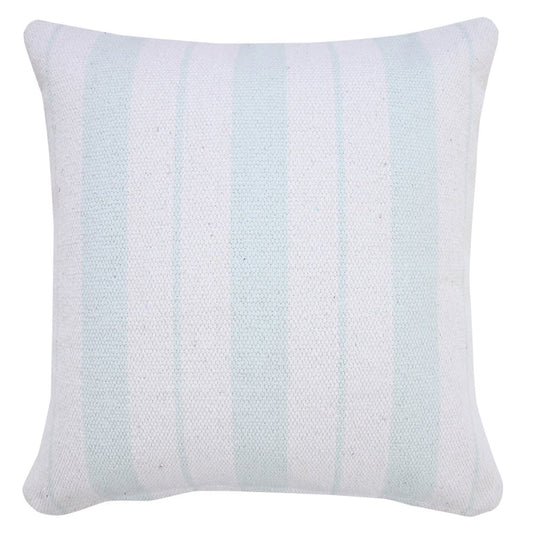 20" Blue And White Beach Striped Cotton Throw Pillow Cover