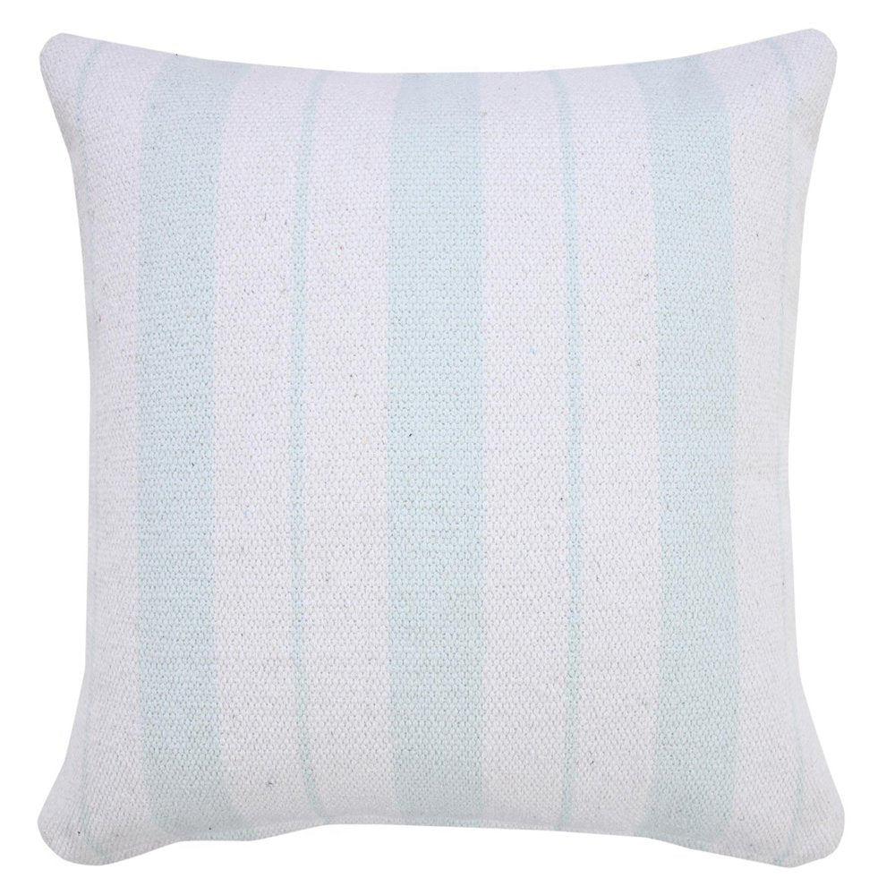 20" Blue And White Beach Striped Cotton Throw Pillow Cover