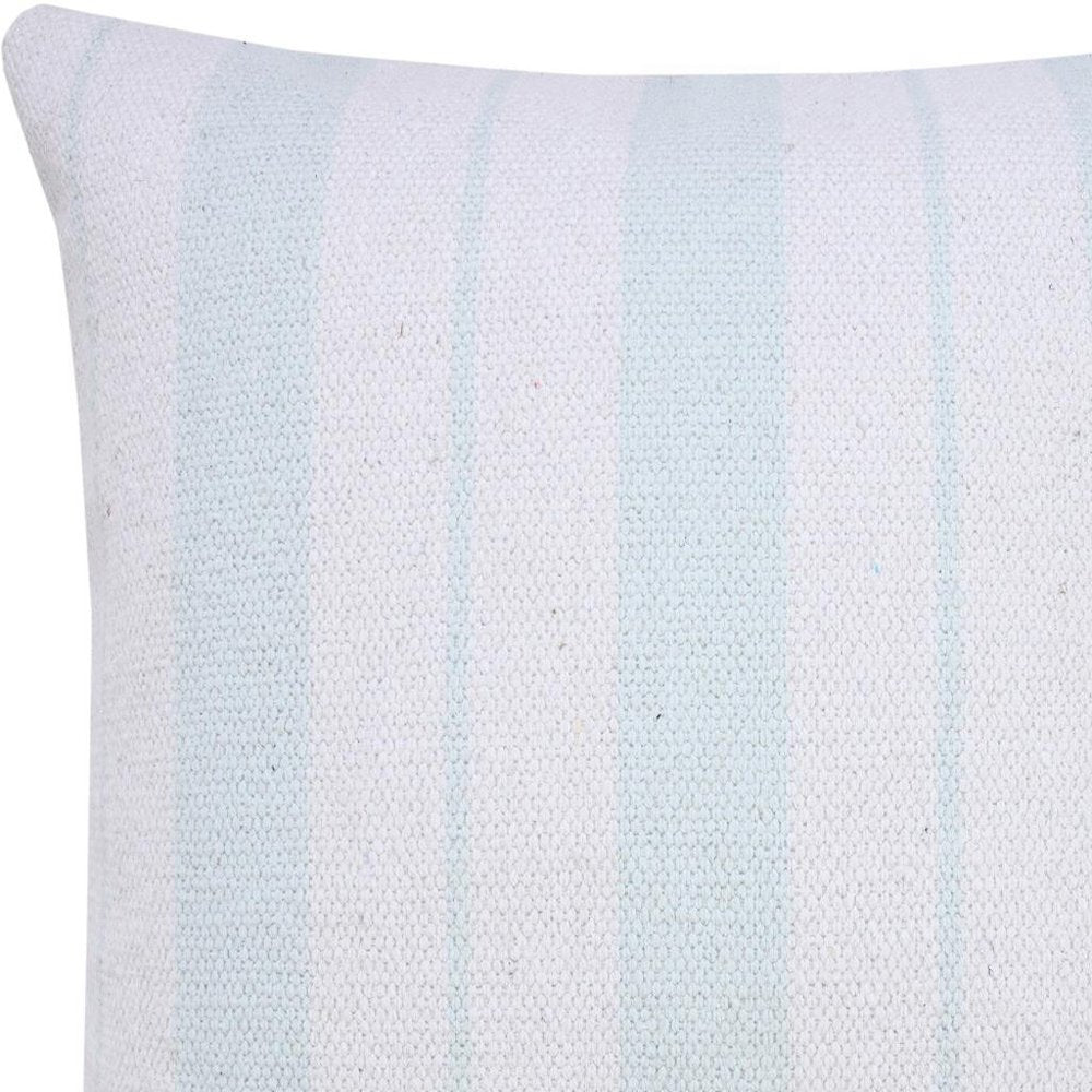 20" Blue And White Beach Striped Cotton Throw Pillow Cover