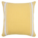 20" Yellow And White Striped Cotton Throw Pillow Cover