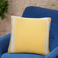 20" Yellow And White Striped Cotton Throw Pillow Cover