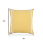 20" Yellow And White Striped Cotton Throw Pillow Cover