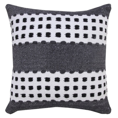20" Gray And Black Striped Cotton Throw Pillow Cover