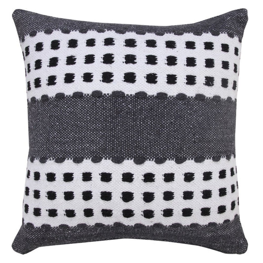 20" Gray And Black Striped Cotton Throw Pillow Cover