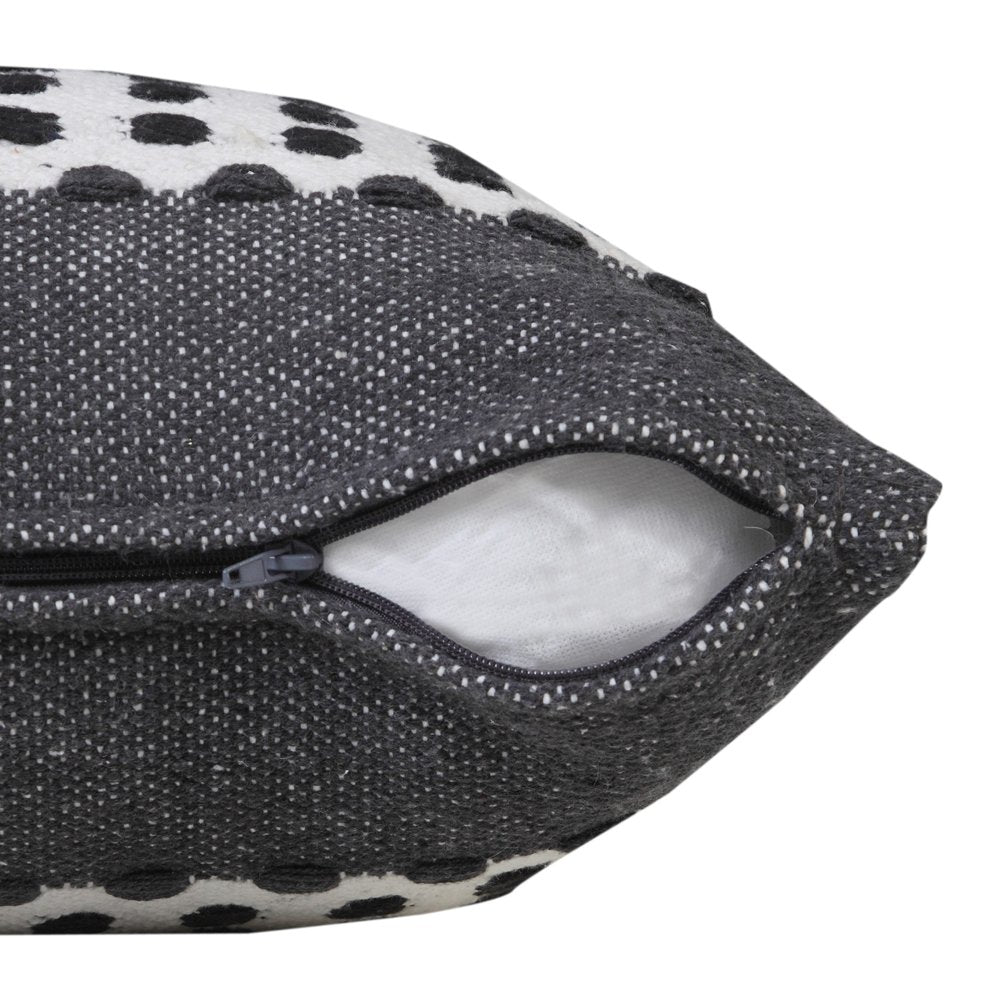 20" Gray And Black Striped Cotton Throw Pillow Cover