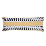 14" X 36" Yellow And Black Lumbar Striped Cotton Throw Pillow Cover