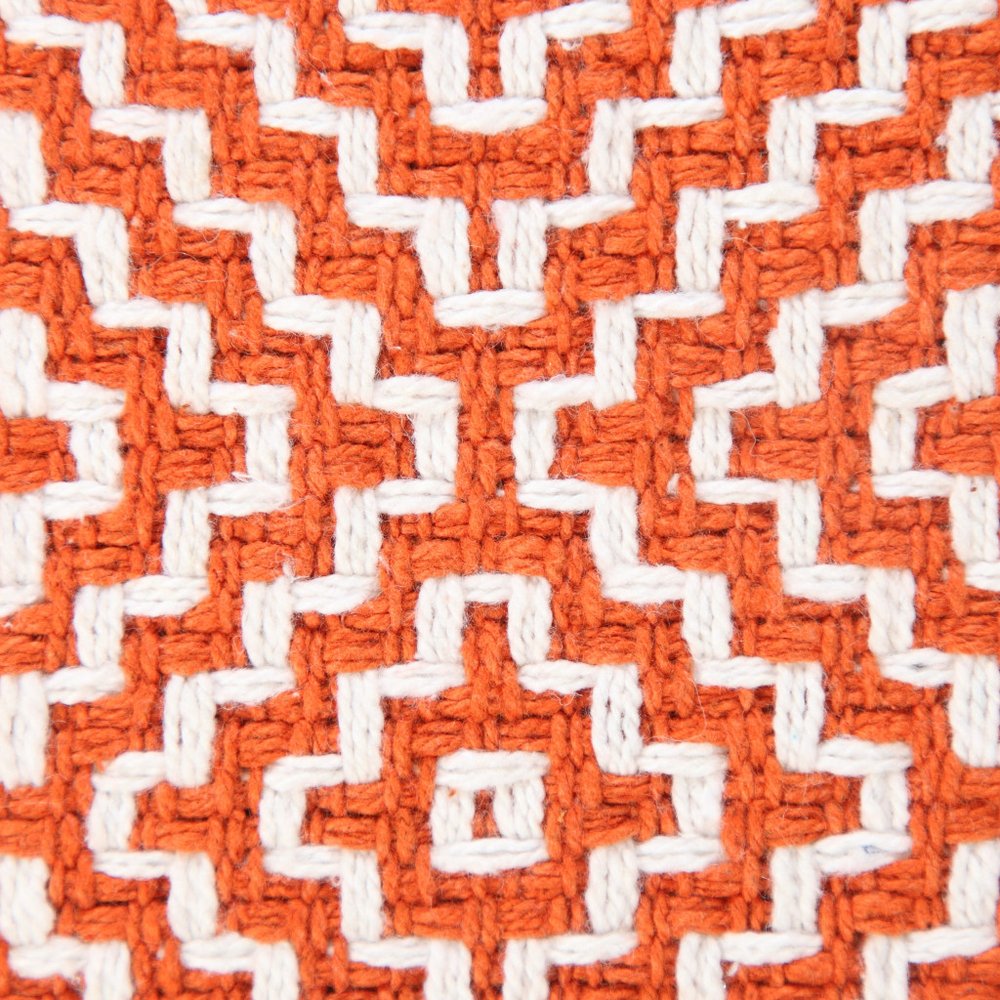 20" Orange And White Diamond Cotton Throw Pillow Cover