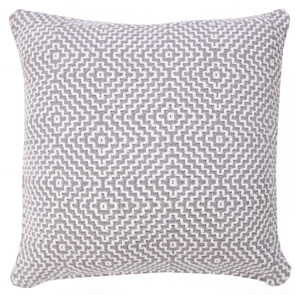 20" Gray And White Diamond Cotton Throw Pillow Cover