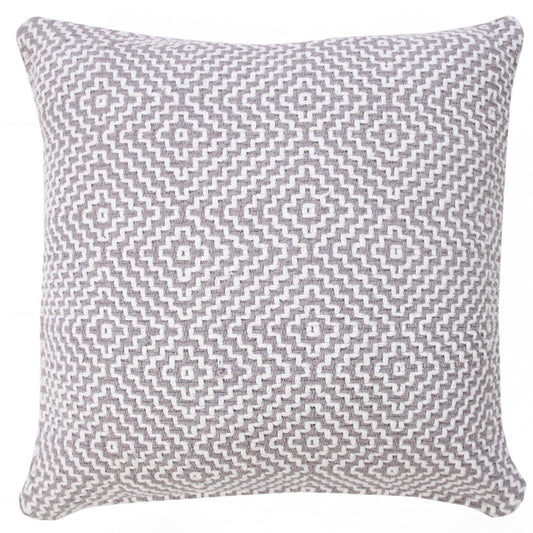 20" Gray And White Diamond Cotton Throw Pillow Cover