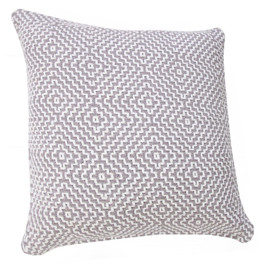 20" Gray And White Diamond Cotton Throw Pillow Cover