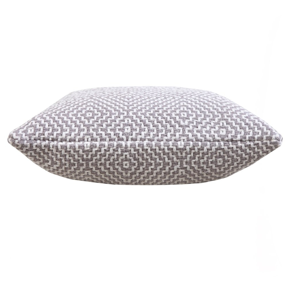 20" Gray And White Diamond Cotton Throw Pillow Cover