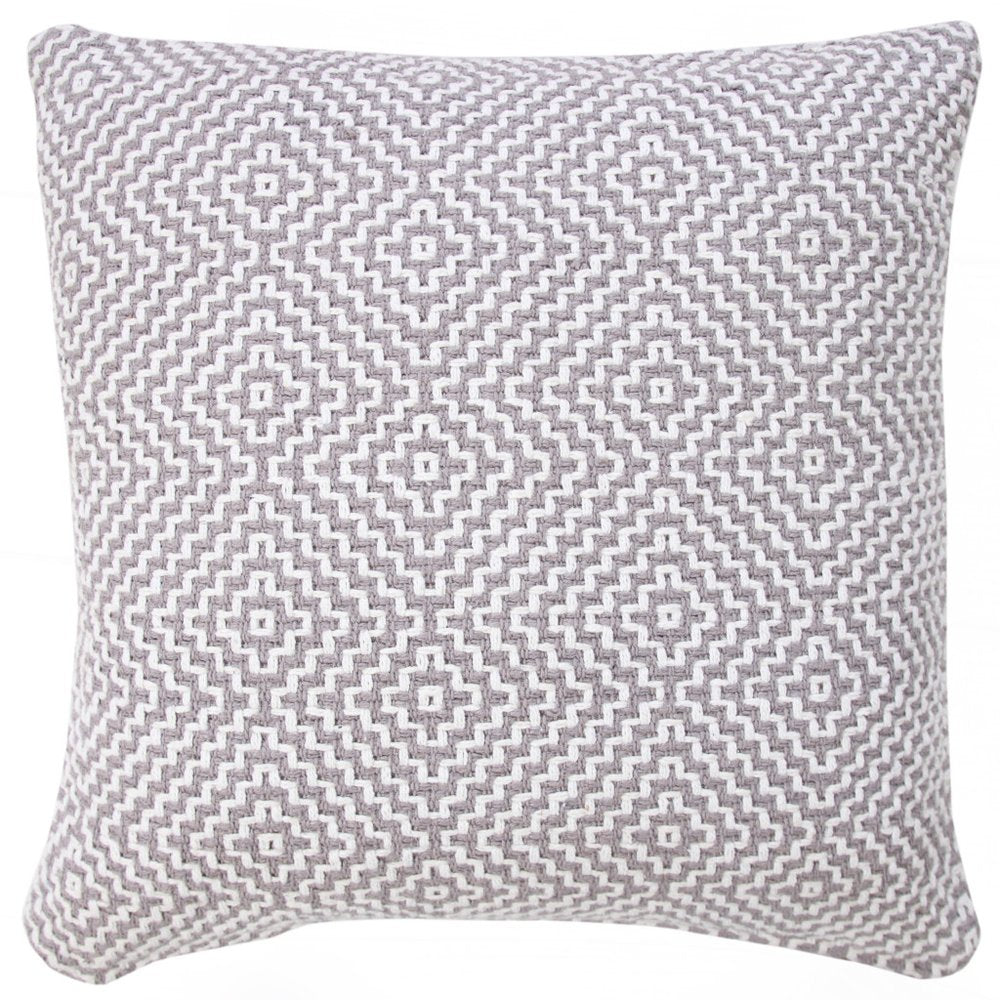 20" Gray And White Diamond Cotton Throw Pillow Cover