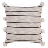 20" Beige White And Black Striped Cotton Blend Throw Pillow Cover