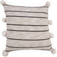 20" Beige White And Black Striped Cotton Blend Throw Pillow Cover