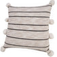 20" Beige White And Black Striped Cotton Blend Throw Pillow Cover