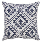 20" Navy Blue And Ivory Southwestern Cotton Throw Pillow Cover