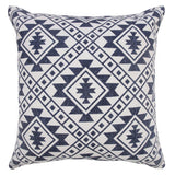 20" Blue And White Geometric Cotton Throw Pillow Cover