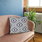 20" Blue And White Geometric Cotton Throw Pillow Cover
